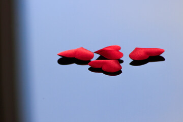 Valentines Day Background. Valentine's background with red hearts on a sky. 