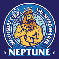 Neptune God of the Sea Motosurf Company Emblem Logo