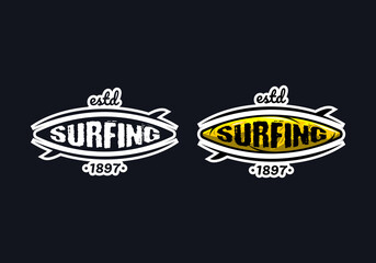 Logo Surfing Beach Vector Illustration Template Good for Any Industry