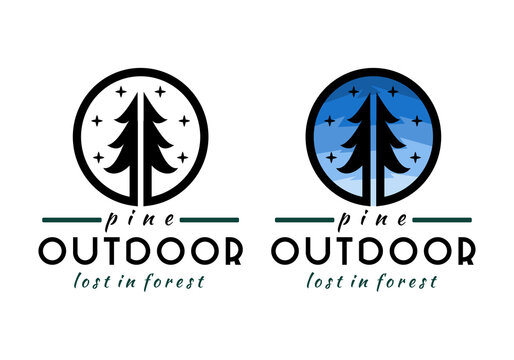 Logo Pine Outdoor Circle Vector Illustration Template Good for Any Industry