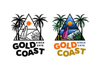 Logo Triangle Surfing Beach Vector Illustration Template Good for Any Industry
