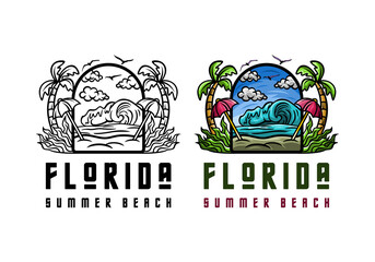 Logo Florida Summer Beach Vector Illustration Template Good for Any Industry
