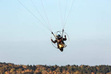 motor paraglider in the sky