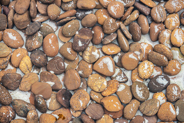 pebbles in the sea off the coast in the water, textured natural background