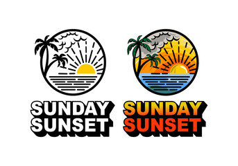 Logo Sunday Sunset Vector Illustration Template Good for Any Industry