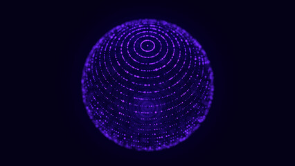 Si-fi sphere with particles and lines. Concept network connection. Frame sphere. Abstract technology background. 3d rendering.