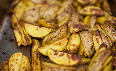 Potatoes. Potato wedges baked with spices