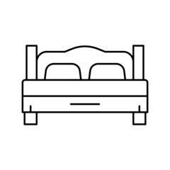 bed in motel apartment line icon vector illustration