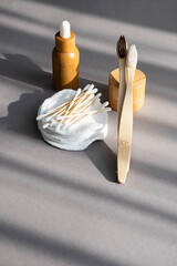 Natural zero waste bath products. Toiletries, cosmetics for sustainable lifestyle.