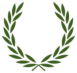 Lorbeerkranz Vektor in Olive gr&uuml;n auf einem wei&szlig;en isolierten Hintergrund.