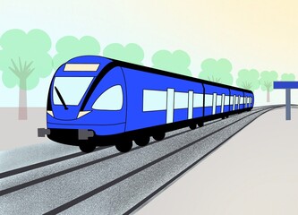 Naklejka premium train on the railway