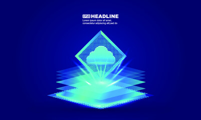 Cloud computing vector chip Internet technology Cloud storage concept