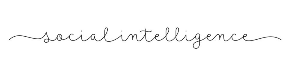 SOCIAL INTELLIGENCE black vector monoline calligraphy banner with swashes