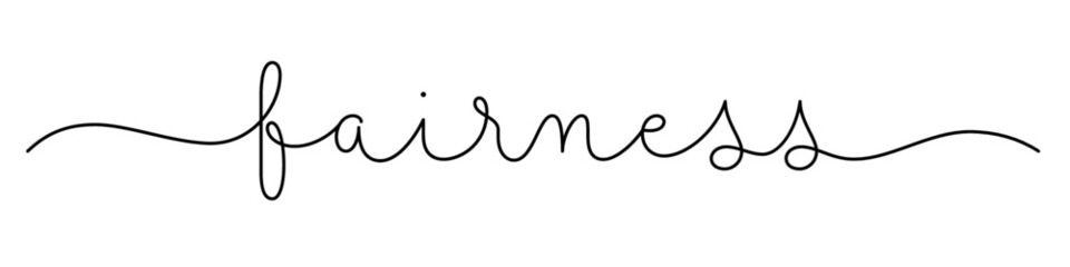 FAIRNESS black vector monoline calligraphy banner with swashes