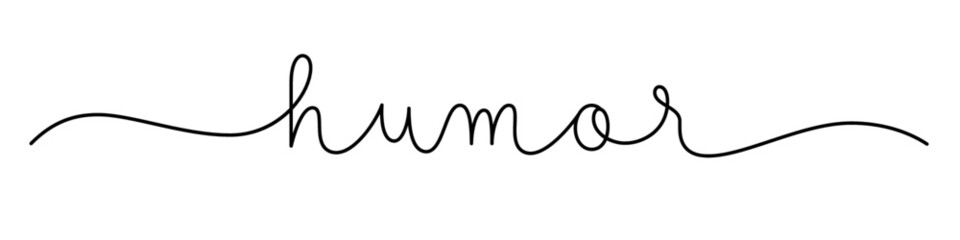 HUMOR black vector monoline calligraphy banner with swashes