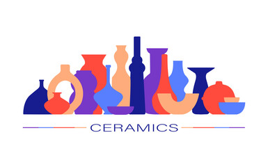 Ceramic Vases Premade Poster or Print. Collection of trendy ceramic vases