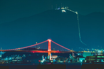 若戸大橋と洞海湾の夜景