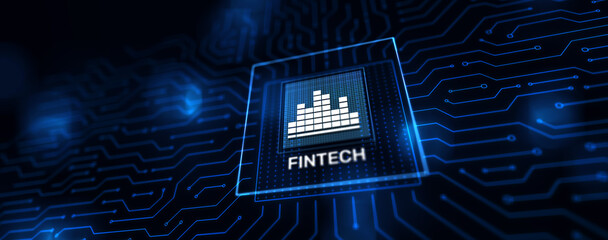 Fintech Financial technology Cryptocurrency investment and digital money. Business concept on virtual screen.