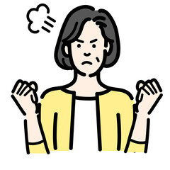 怒っている中年女性
