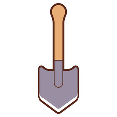 Shovel with wooden handle vector cartoon illustration isolated on a white background.