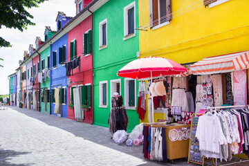 Colorful buildings on ancient streets of European city Italian town