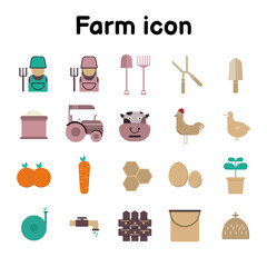 Flat style farm icon, agriculture and crops, livestock, organic farming, illustration vector