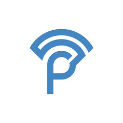 P letter with wireless concept design vector