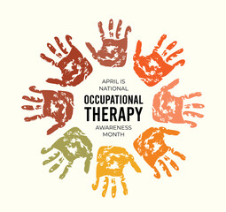 April is National Occupational Therapy Awareness Month. Illustration on light