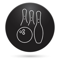 Pin Bowling icon, black circle button, vector illustration.