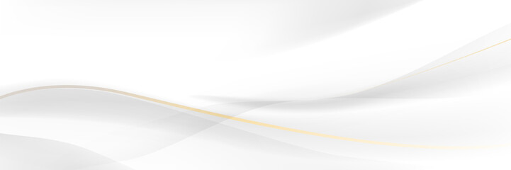 White abstract curve flows light shape background with gold lines. Website, banner and brochure background. Vector illustration