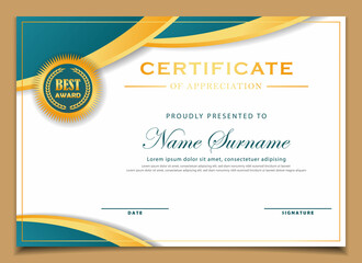 luxury gold and blue diploma certificate template by vector design