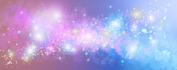 Space background with realistic nebula and lots of shining stars. Infinite universe and starry night. Colorful cosmos with stardust and the Milky Way. Magical color galaxy.