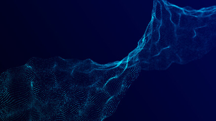 Molecular background with DNA. Network concept. Music sound wave. Big data visualization. Abstract connecting dots on the backdrop.