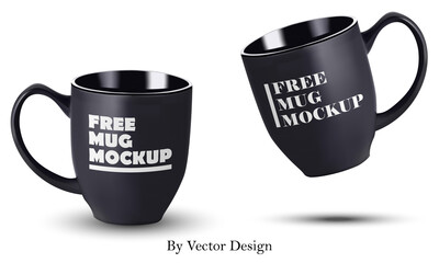 realistic black mug mockup by vector design