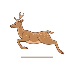 Jumping deer. Detailed drawing of animal. Vector illustration.