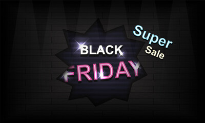 Black Friday On The Dark Wall Background - Vector