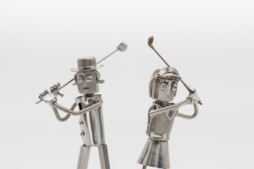 カップルのゴルファー・メタルフィギア