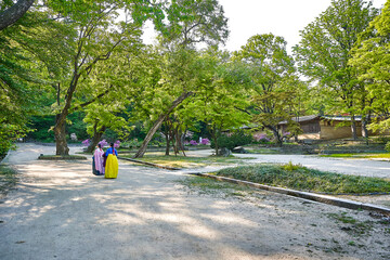 비원의 한복입은 여인들