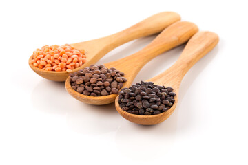 lentils in spoon isolated