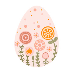 Silhouette cute spring Easter eggs with floral and abstract patterns in pastel colors. Illustration colorful Easter eggs in flat style. Vector