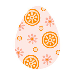 Silhouette cute Easter eggs with orange abstract patterns circles in pastel colors. Illustration colorful Easter eggs in flat style. Vector