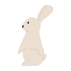 Character cute Easter bunny in pastel colors. Illustration rabbit in flat style in stand pose. Vector
