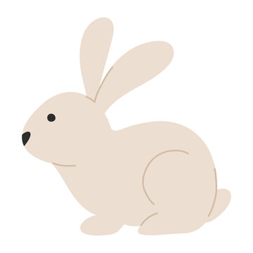 Character cute Easter bunny in pastel colors. Illustration rabbit in flat style in lying pose. Vector