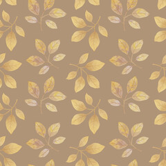 Raster texture of watercolor leaves for design. Delicate green leaves collected in a seamless pattern for textiles, wrapping paper, scrapbooking and wallpapers.