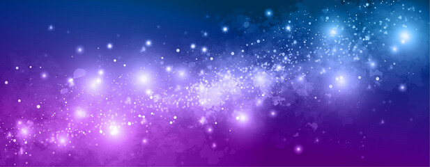 Space background with realistic nebula and lots of shining stars. Infinite universe and starry night. Colorful cosmos with stardust and the Milky Way. Magical color galaxy.