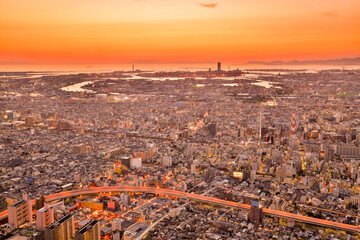 Fototapeta na wymiar 大阪　あべのハルカスからの夕景