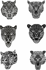 Tattoo tribal Wild cats graphic design vector art