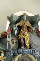 St. Florian, statue on the altar St. Valentine in the parish church of St. Anthony the Hermit in Slavetic, Croatia