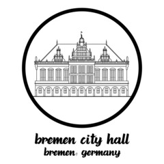 Obraz premium Circle Icon line Bremen City Hall. vector illustration