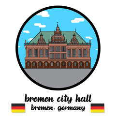 Circle Icon line Bremen City Hall. vector illustration